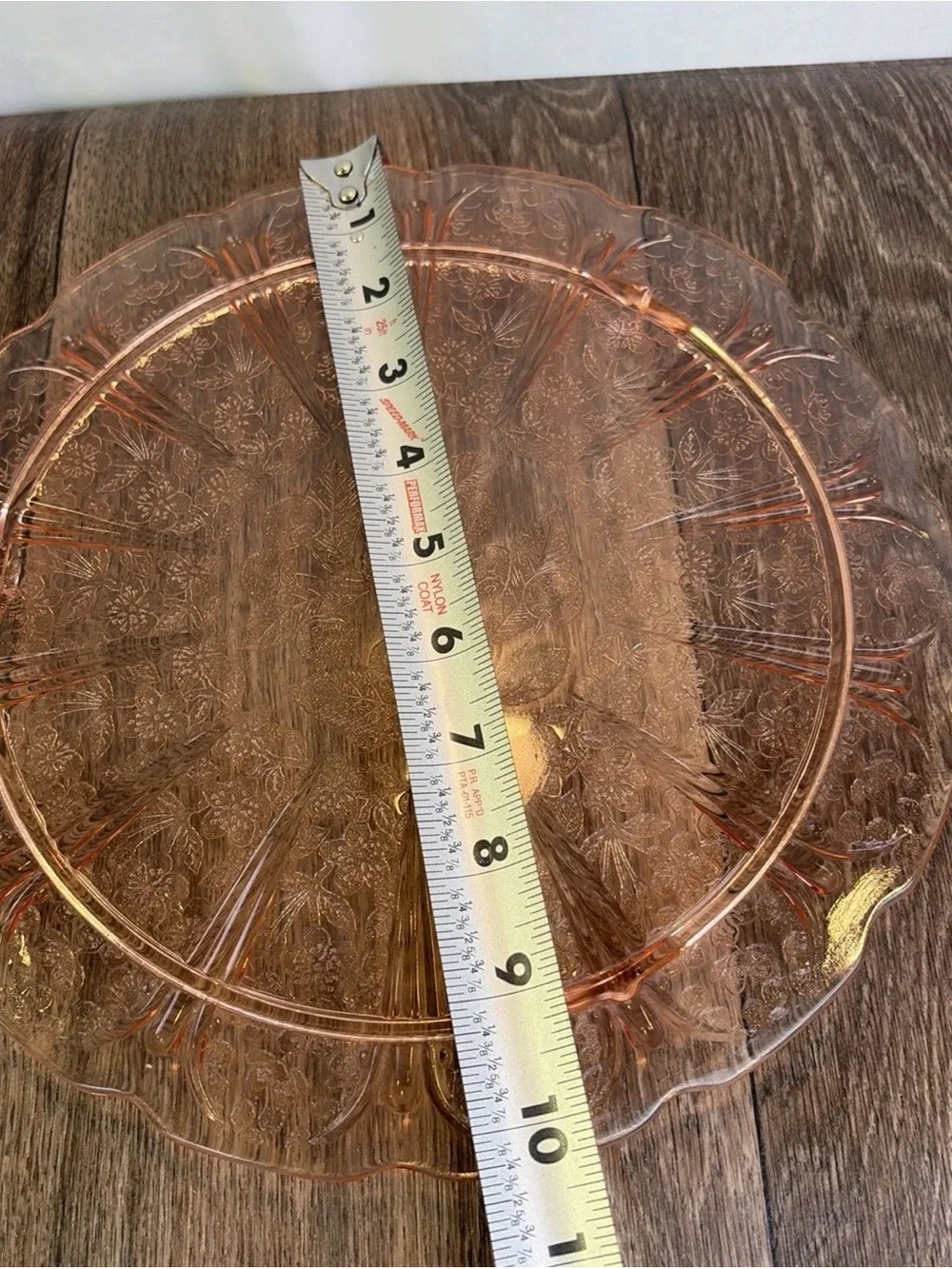 Jeannette Cherry Blossom Pink Depression Glass Cake Plate 10.25